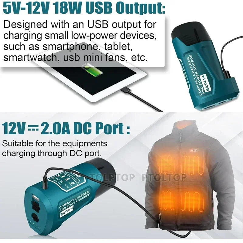 Makita Milwaukee Bosch 12V Charger Converter USB Power Adapter Phone Charger Adapter For Milwaukee For Makita For Bosch 12V Battery 12V DC Output Port