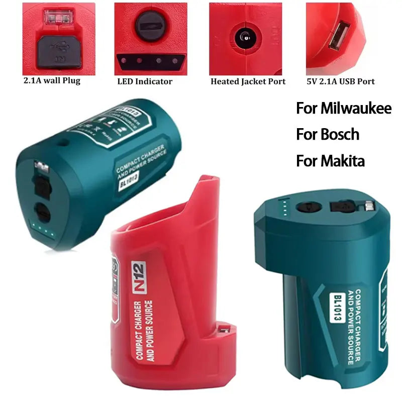 Makita Milwaukee Bosch 12V Charger Converter USB Power Adapter Phone Charger Adapter For Milwaukee For Makita For Bosch 12V Battery 12V DC Output Port