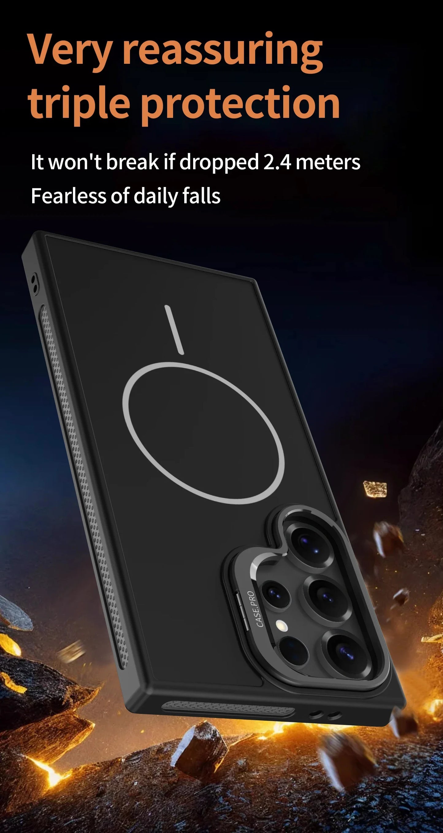 Samsung Galaxy Invisible Bracket Cooling Function Case for Samsung Galaxy S25 S24 Ultra with MagSafe Wireless Charging Drop Protection Cover