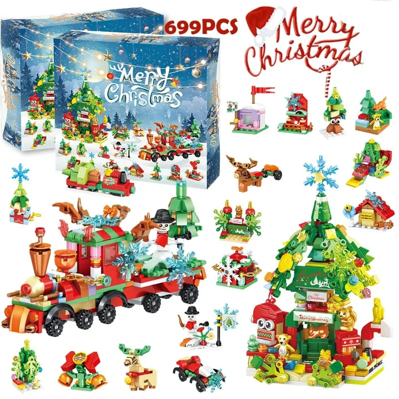 Christmas Advent Calendar JV Box DIY Christmas Tree Train Jesus set Kids 24Days Countdown Calendar New Year Party Christmas Gifts
