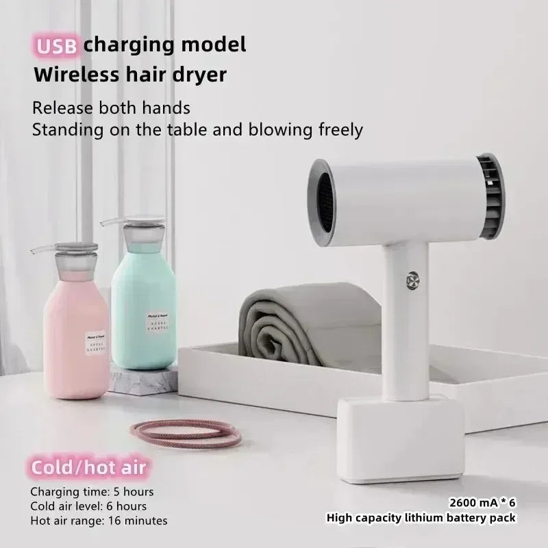 Hair dryer 20000RPM Portable Wireless Hair Dryer Rechargeable Blow Dryer