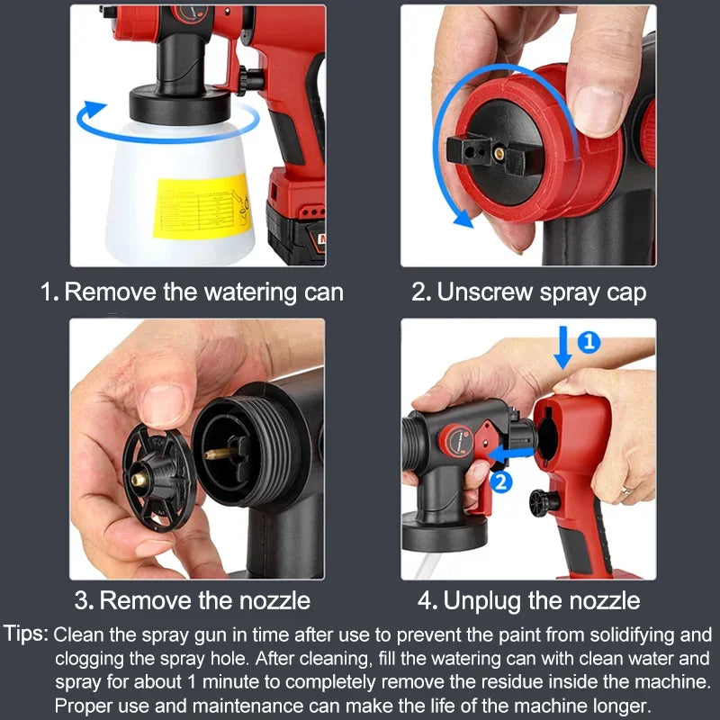 Paint/Water Spray Gun 18v tool only compatable with Makita/Bosch/Dewalt/Milwaukee/Ryobi 18V 20V Lithium Batteries