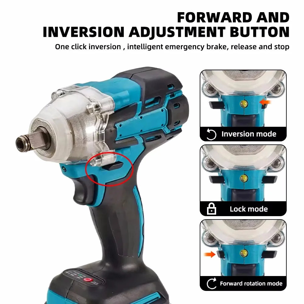 Makita Compatible 18V Cordless electric screwdriver Speed brushless impact wrench Rechargeable drill LED light