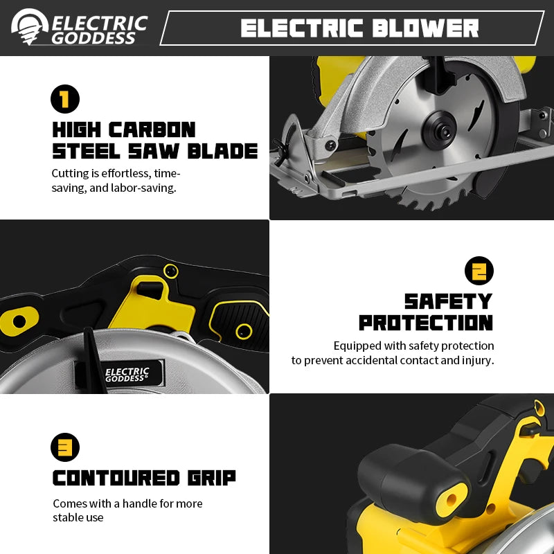 DeWalt compatible 6.5 Inch Mini Electric Circular Saw Right-Hand Saw Wood Cutter Portable Woodworking Chainsaw for Dewalt 20v Battery Pin