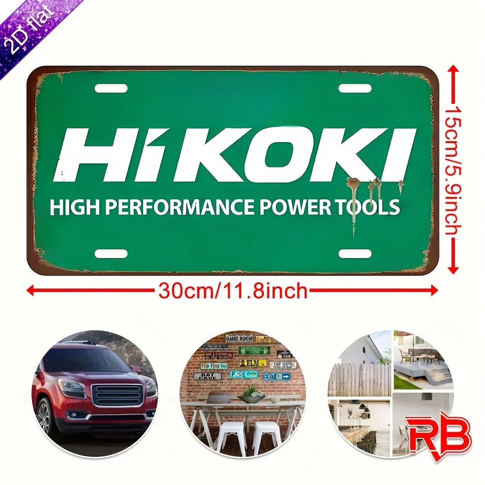 HIKOKI High Performance Power Tools Aluminum Metal Sign, UV Printed Multipurpose Wall Hanging Decor, Suitable for Home, Cafe,