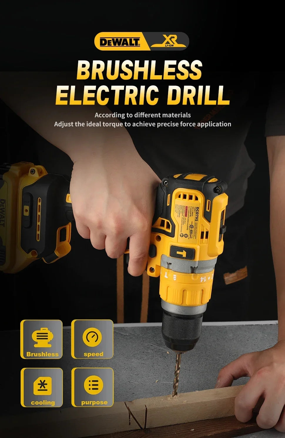 Dewalt DCD795 18v Brushless Drill with battery and AU charger