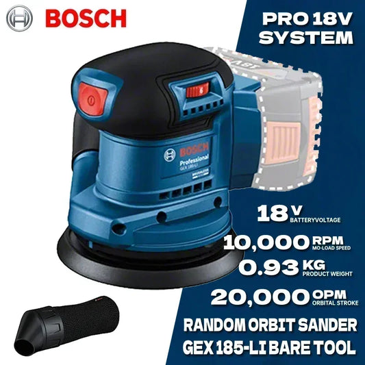 BOSCH GEX 185-LI 18V Random Orbit Sander Brushless Cordless Polisher 125mm Orbit Sander Bosch Power Tool GEX185-LI