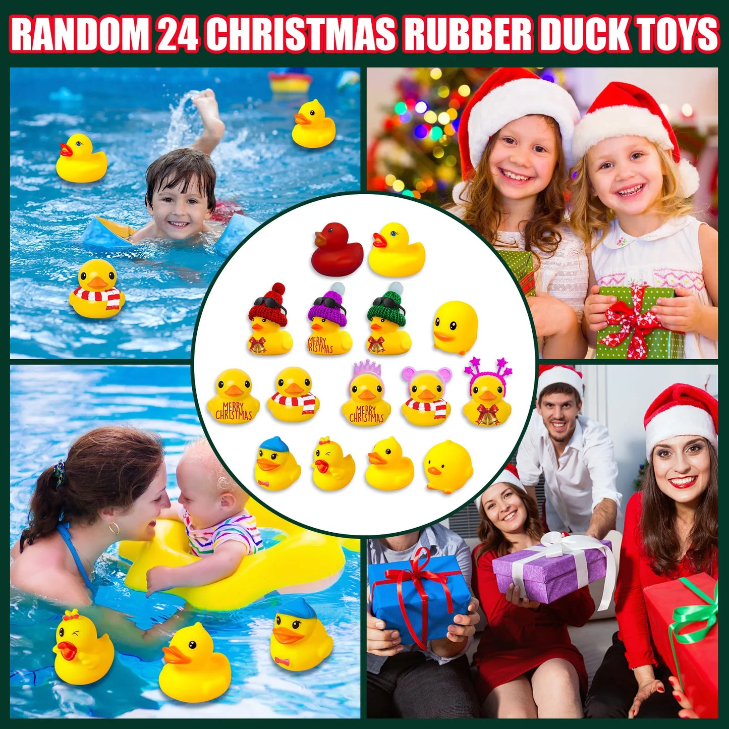 Christmas Advent Calendar 24 Rubber Duckling JV Countdown Calendar Blind Box Family Christmas Ornaments Children's New Year Gifts