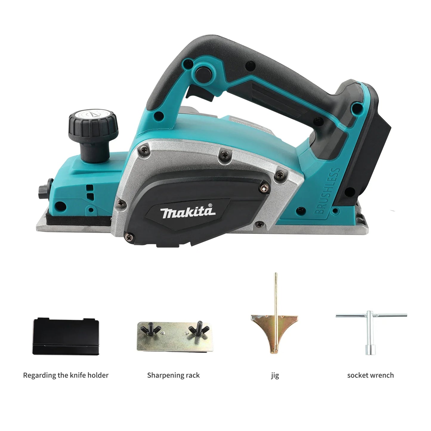 Makita 18V Electric Planer 82mm Planning Width,15000rpm,650W Power,2.5mmCut Depth, Ergonomic Handle for DIY Woodworking&Board Creation