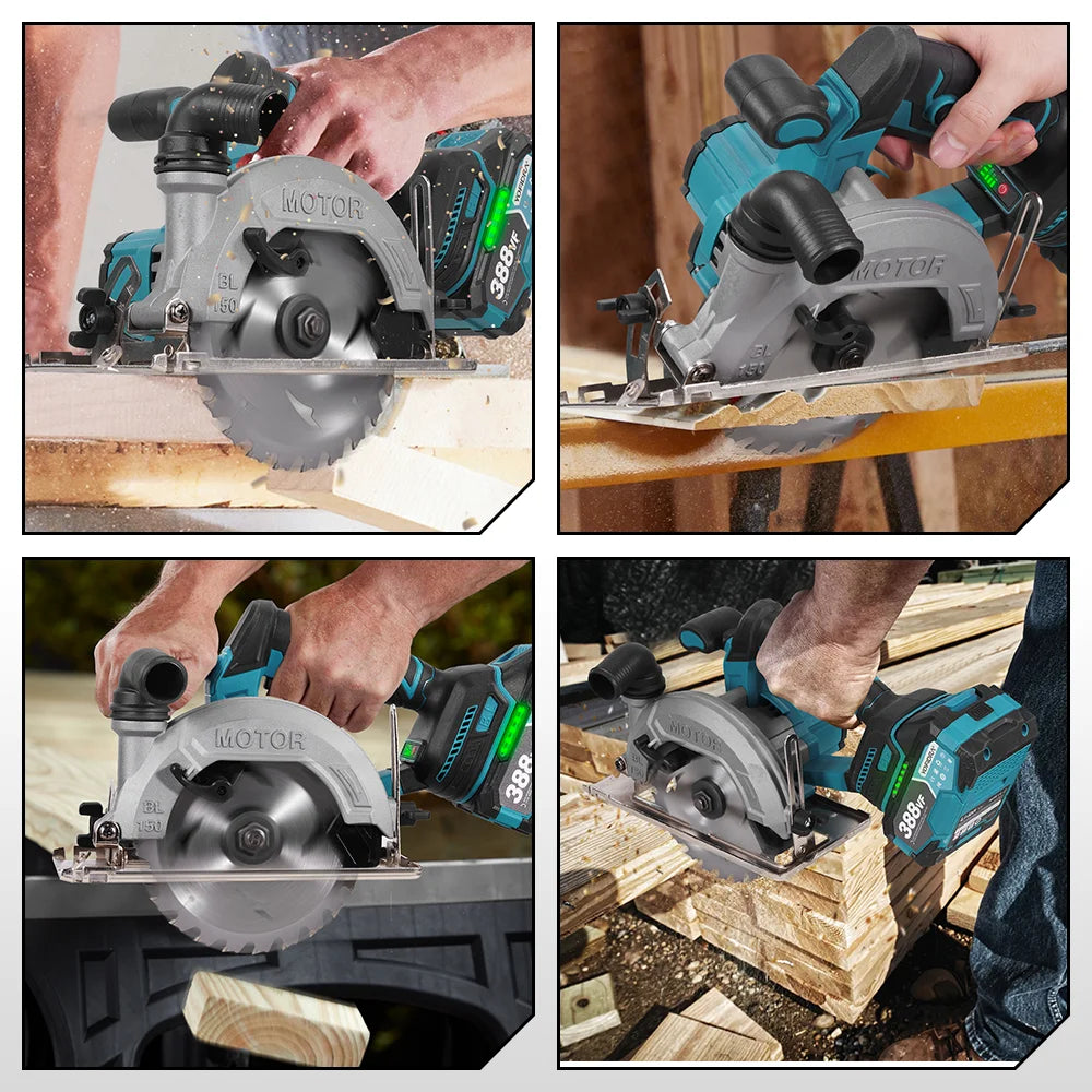 Makita Compatible 18V 6 Inch Brushless Circular Saw 45° Adjustable Digital Display Cutting Power Tool For Makita 18V Battery Pin