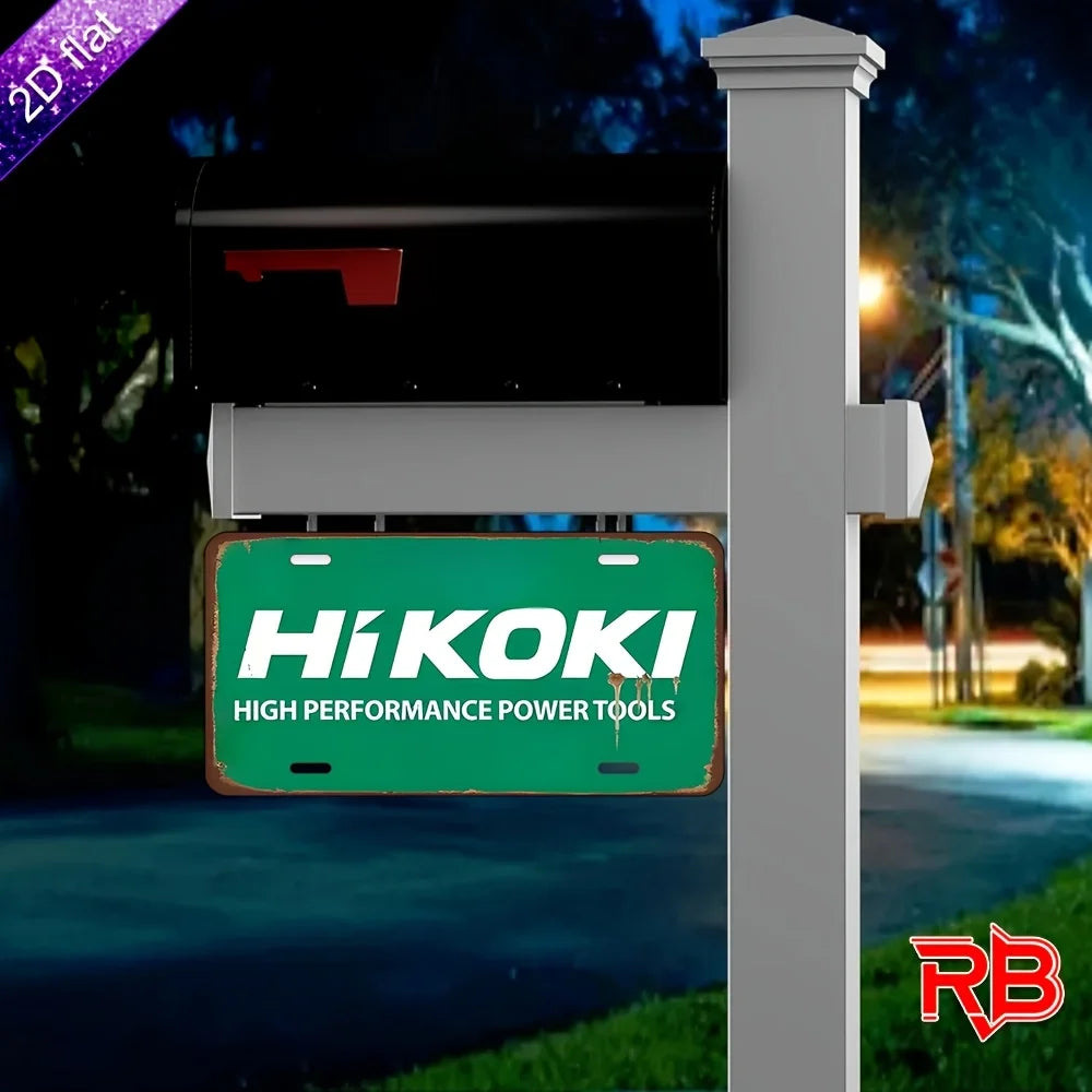 HIKOKI High Performance Power Tools Aluminum Metal Sign, UV Printed Multipurpose Wall Hanging Decor, Suitable for Home, Cafe,