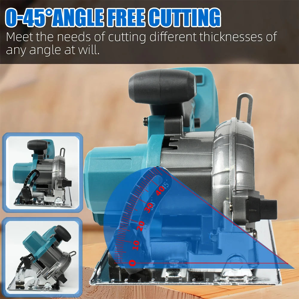 Makita Compatible 18V JV Brushless Circular Saw 125mm Cordless Electric Saw Adjustable Wood Cuttiing Machine Handheld Woodworking Saw for Makita Battery