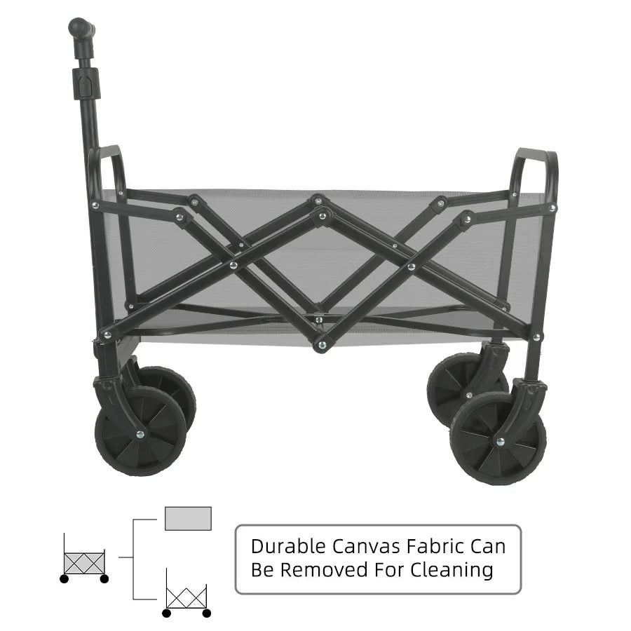 Trolley beach wagon JV Heavy Duty Large Capacity Folding Wagon Outdoor Portable Utility Cart Collapsible Pull Trolley for Shopping Beach Garden