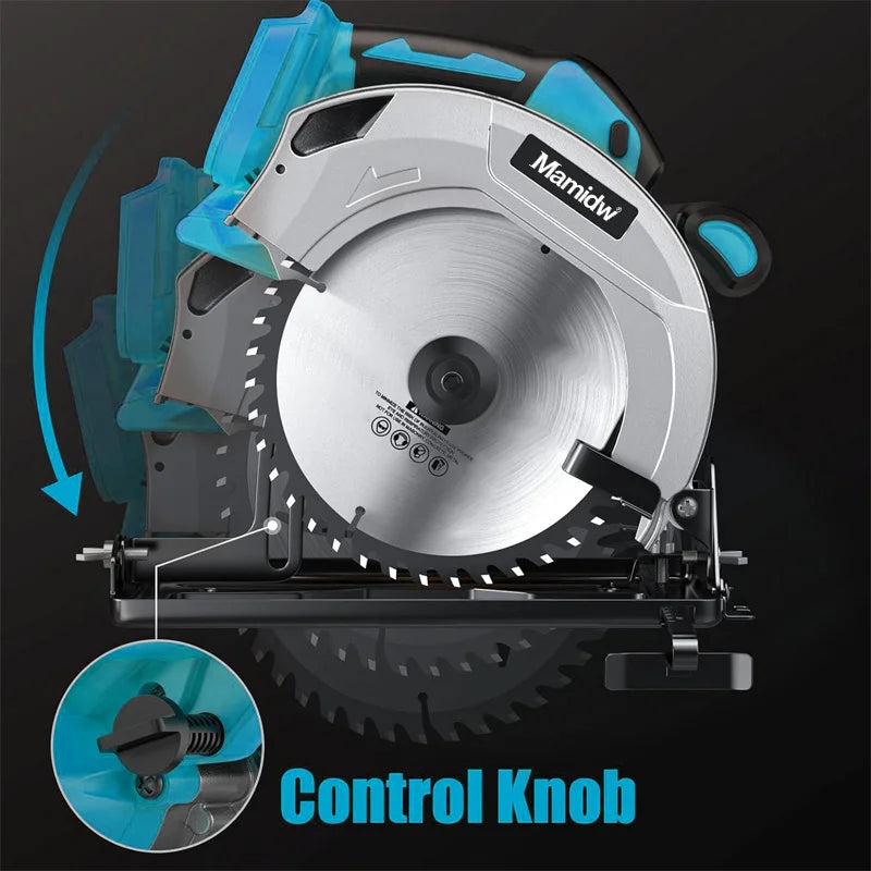 Makita Compatible 18V 7 Inch Brushless Circular Saw 5000RPM Cordless Handheld Adjustable Cutting Depth Woodwork Saw For Makita 18V Battery Pin