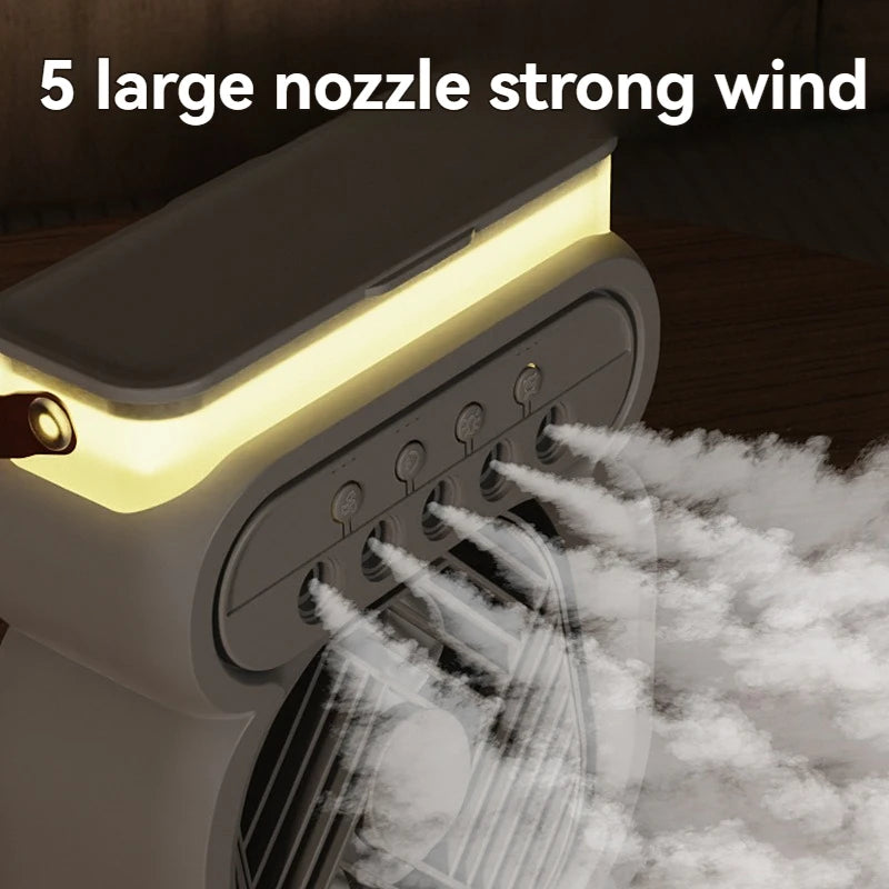 Misting Fan 3 In 1 Fan AIr Conditioner Household Small Air Cooler LED Night Light Portable Humidifier Air Adjustment Fan Office Home Fan