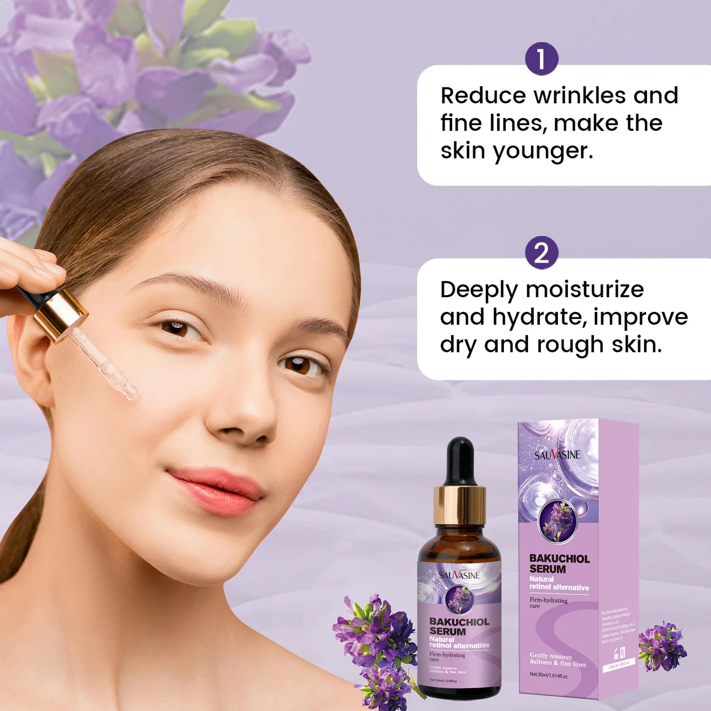 Bakuchiol Face Serum Turmeric oil Anti Aging Anti Wrinkle Firm-hydrating Brightening Facial Essence Moisturizing Fade Fine Lines Skin Care
