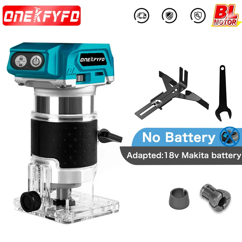 Makita Compatible 18V JV 5 Speeds Brushless Electric Hand Trimmer Cordless Wood Router Woodworking Engraving Slotting for Makita 18V Without Battery