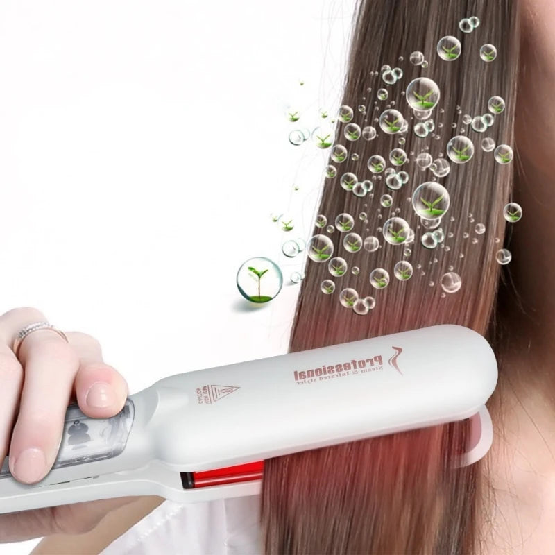 Hair straightener 230°C Professional Steam Hair Straightener Infrared Care Ceramic Coated 2-Inch-Wide Plates for Salon Straightening Styling