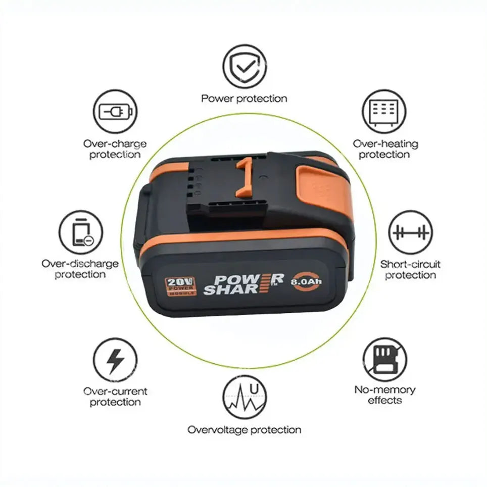 Worx 20V 6.0Ah and 8.0Ah Lithium battery Rechargeable WA3553 WA3551 WA3553.1 WA3570 for All WORX Electric and Garden Tools