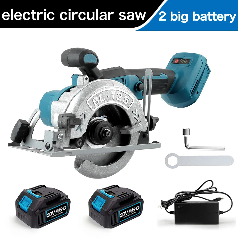 Makita Compatible 18V JV Brushless Circular Saw 125mm Cordless Electric Saw Adjustable Wood Cuttiing Machine Handheld Woodworking Saw for Makita Battery