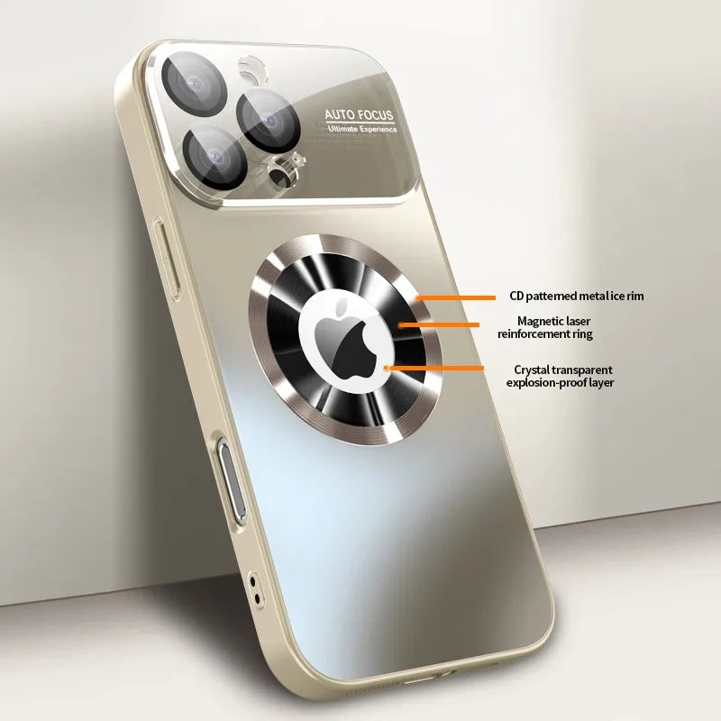 iPhone Titanium Metallic Luxury Matte Case For iPhone 16 15 14 13 12 11 Pro Max Plus For Magsafe Glass Lens Camera Protection Cover