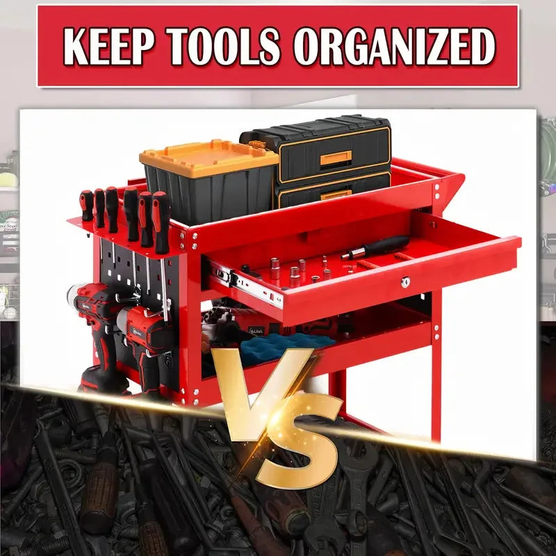 Trolley 3-layer heavy-duty rolling tool vehicle storage vehicle - industrial practical organizer storage drawer storage rack with wheels