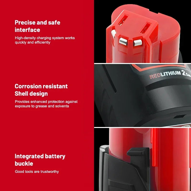 MILWAUKEE Original 12V 5.0AH rechargeable battery, M12 XC - 1pk, 2pk and 3pk