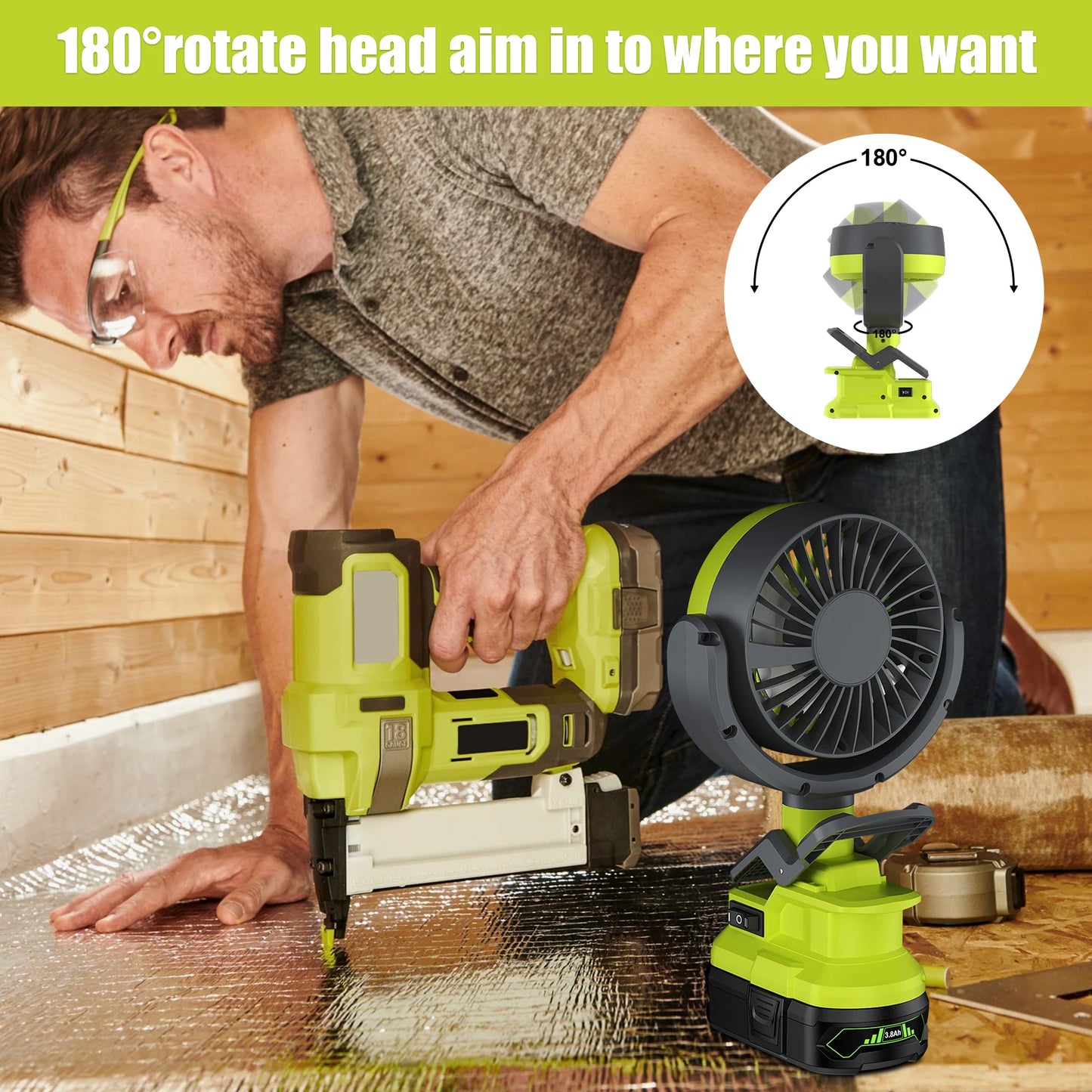 Cordless Fan with light for Ryobi One+
