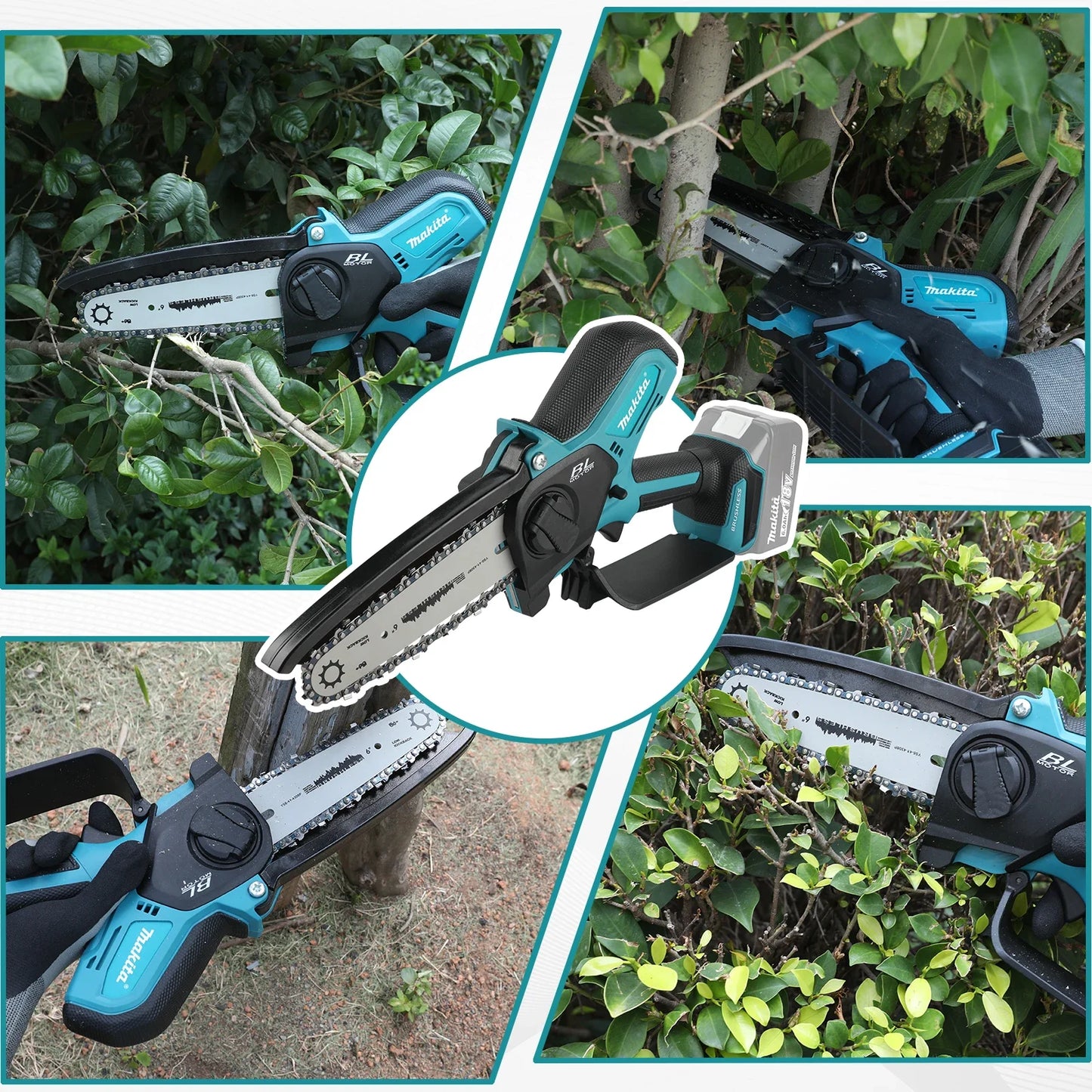Makita 18V 8" Mini Chainsaw Makita 18V 8 Inch Chain Saw Electric Saw Handheld Portable Wood Logging Chainsaw Garden Pruning Wood Power Tool for 18V Battery