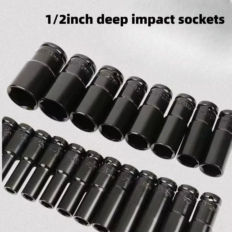 Socket set 10pcs 1/2 Drive Metric Impact Socket Set Universal Deep Socket Wrench for Air Pneumatic Repair Tools