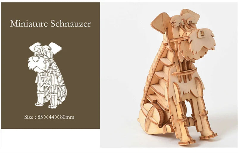 Model JV DIY 3D Wooden Puzzle Model Animal Montessori Toys for Children Crafts Dachshund Skeleton Assembly Gift Set for Kids Adults Teens