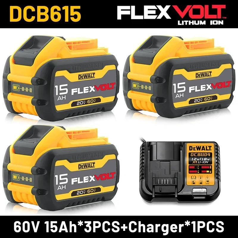 DeWalt original 15Ah 18V/20V- 60V battery- 1Pk, 2Pk, 3Pk and Charger options