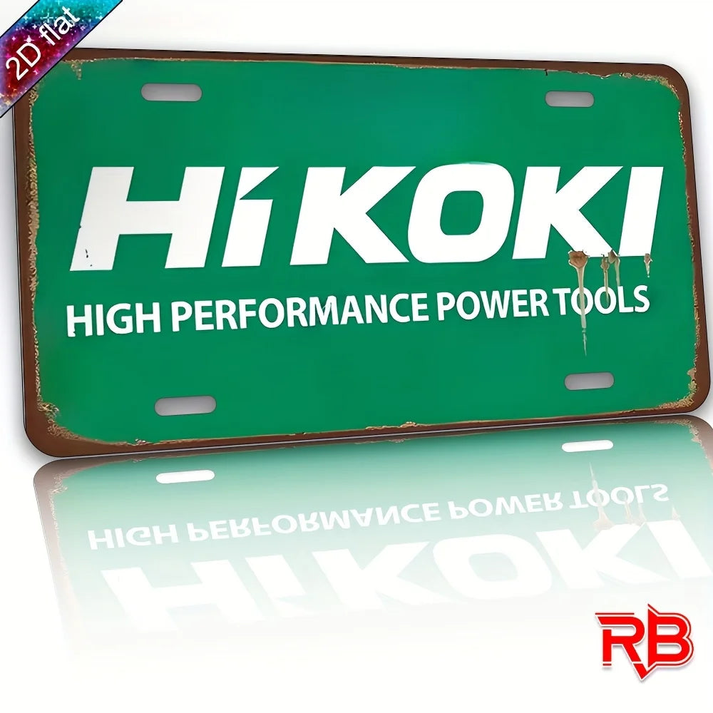 HIKOKI High Performance Power Tools Aluminum Metal Sign, UV Printed Multipurpose Wall Hanging Decor, Suitable for Home, Cafe,