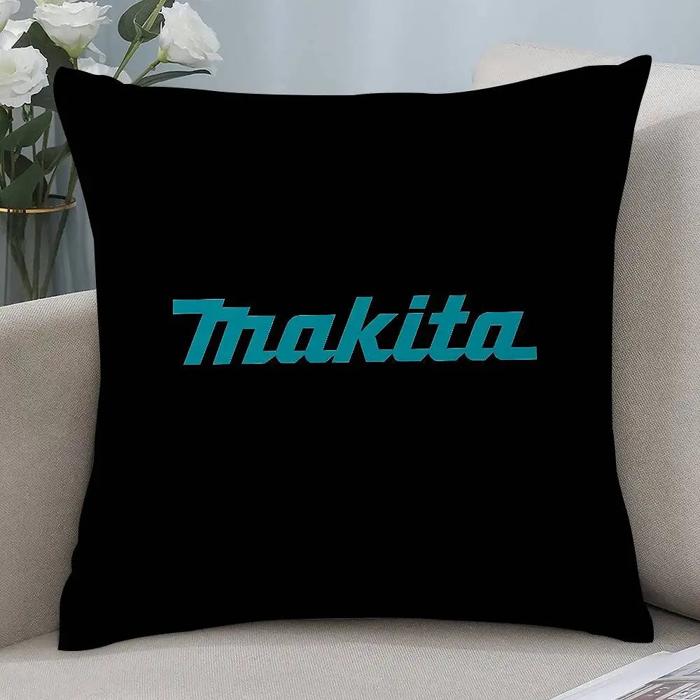 Makitas Pillow Case Short plush Double-sided Print Square Throw Pillow Covers Sofa Home Cushion Decor