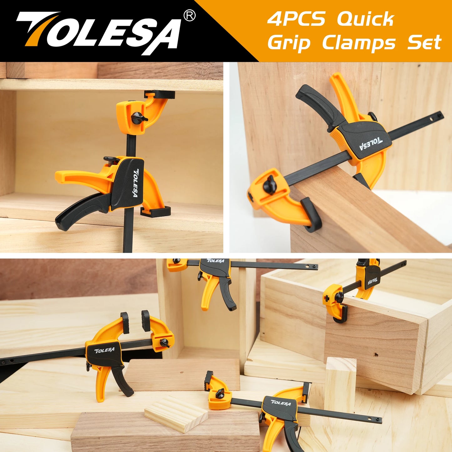 Tolesa A7BC1003 Bar Clamp Set 4pk– Compact Strength in Every Grip