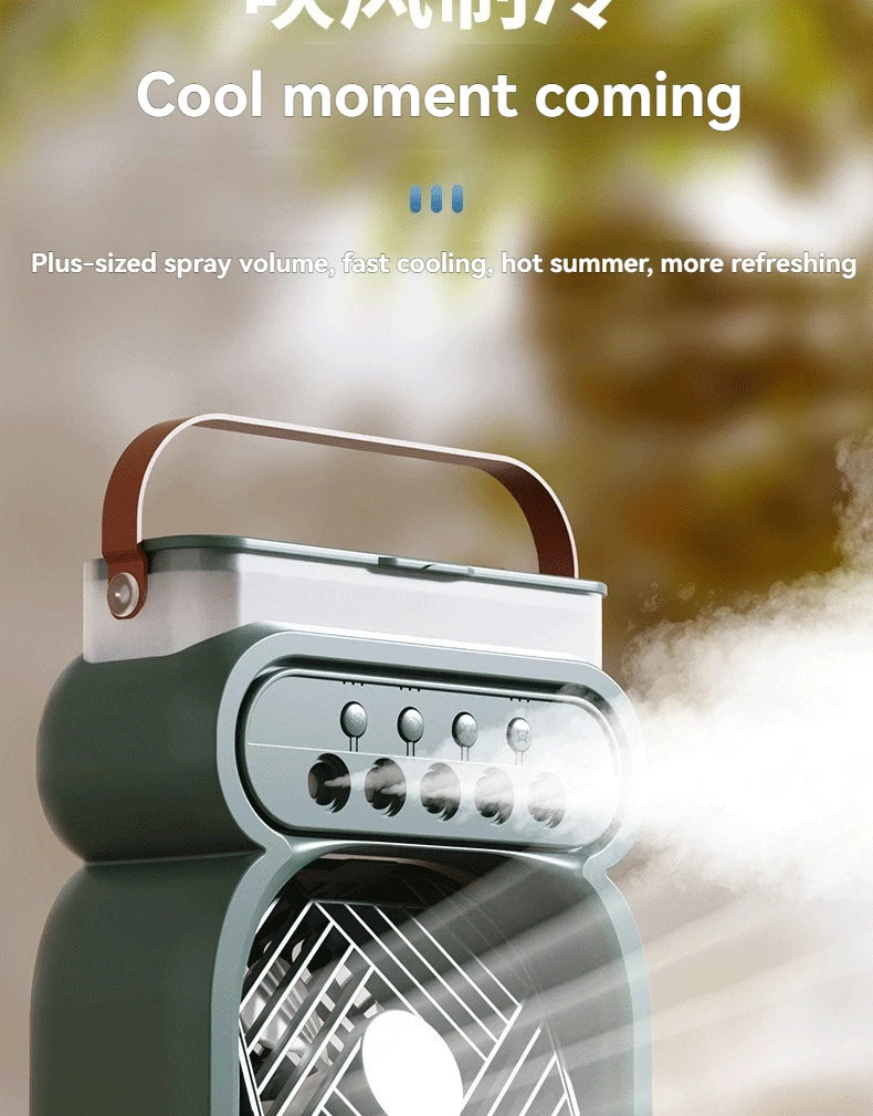 Misting Fan 3 In 1 Fan AIr Conditioner Household Small Air Cooler LED Night Light Portable Humidifier Air Adjustment Fan Office Home Fan