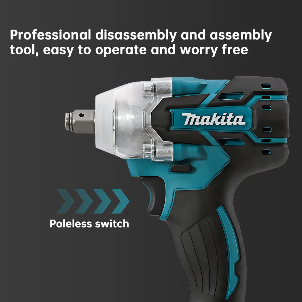 Makita 18V DTW285 tool, impact wrench mobile phone, wireless brushless electric wrench, 520N18V battery high torque rechargeable too
