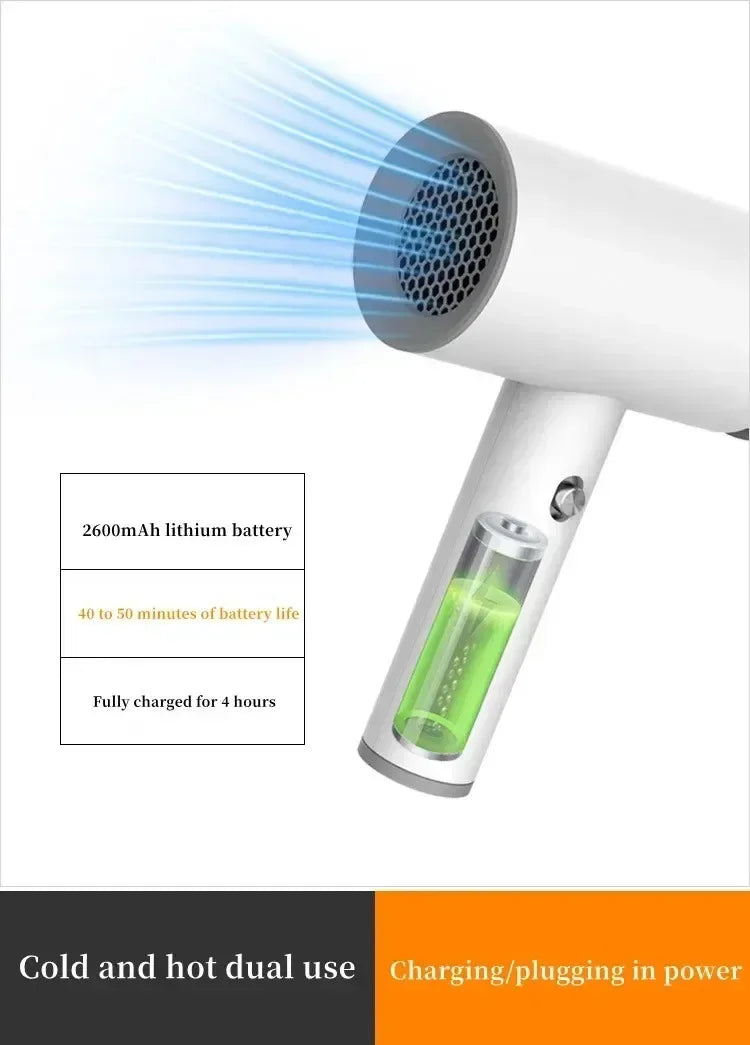 Hair dryer 20000RPM Portable Wireless Hair Dryer Rechargeable Blow Dryer