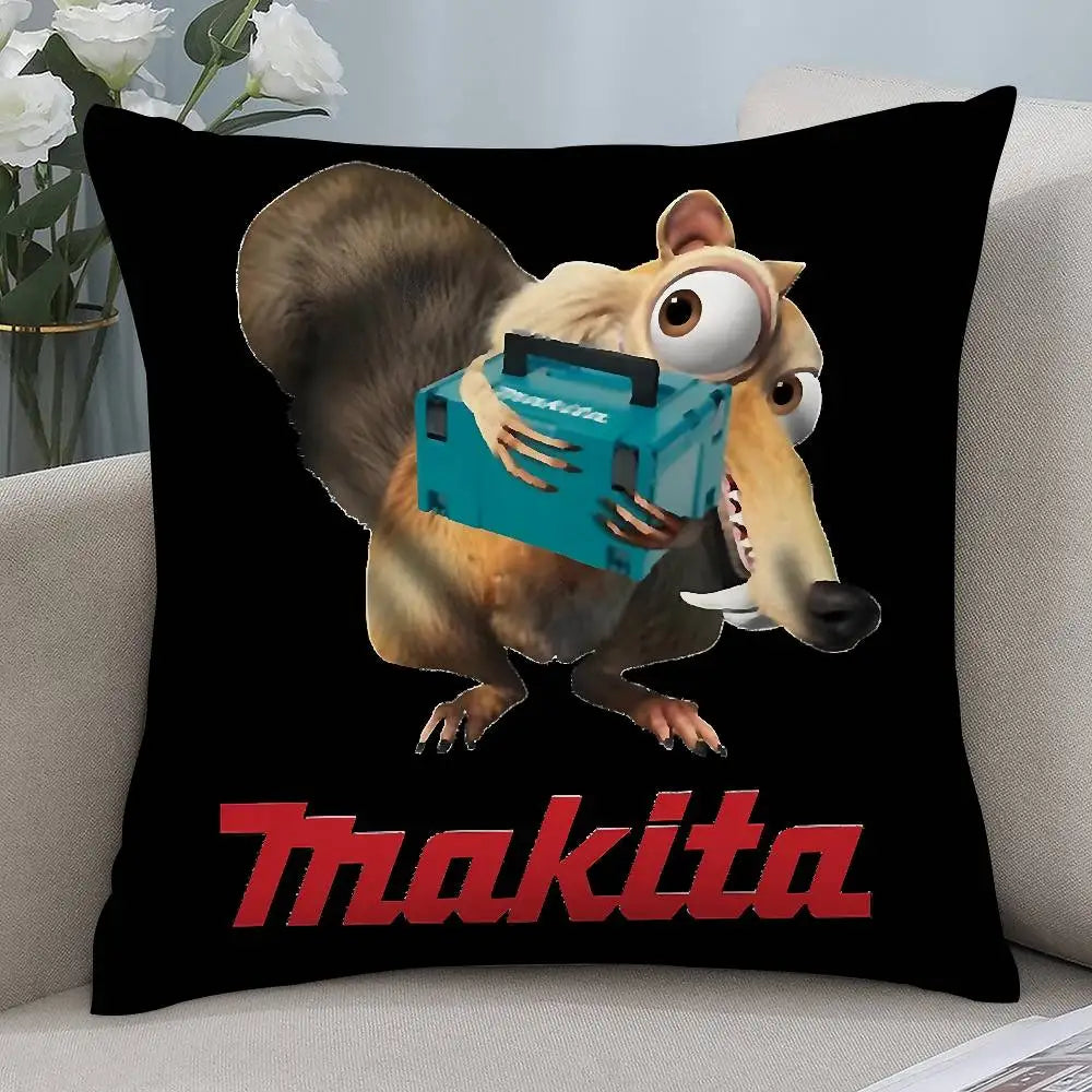 Makitas Pillow Case Short plush Double-sided Print Square Throw Pillow Covers Sofa Home Cushion Decor