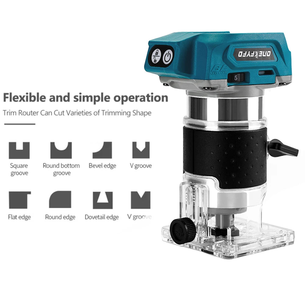 Makita Compatible 18V JV 5 Speeds Brushless Electric Hand Trimmer Cordless Wood Router Woodworking Engraving Slotting for Makita 18V Without Battery