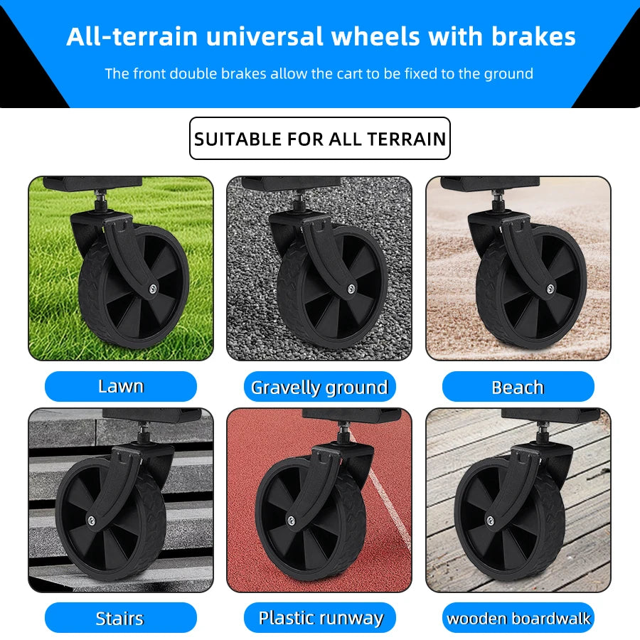 Trolley beach wagon JV Heavy Duty Large Capacity Folding Wagon Outdoor Portable Utility Cart Collapsible Pull Trolley for Shopping Beach Garden