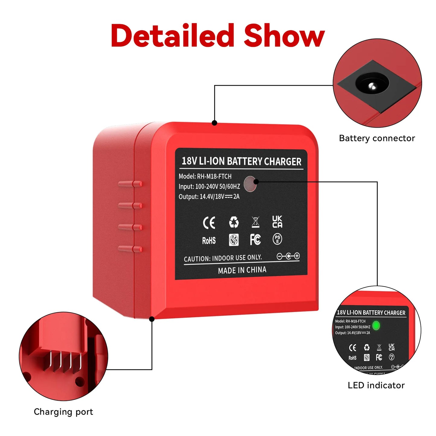 Milwaukee Compatible M18 18v Battery Charger for M18M18B5