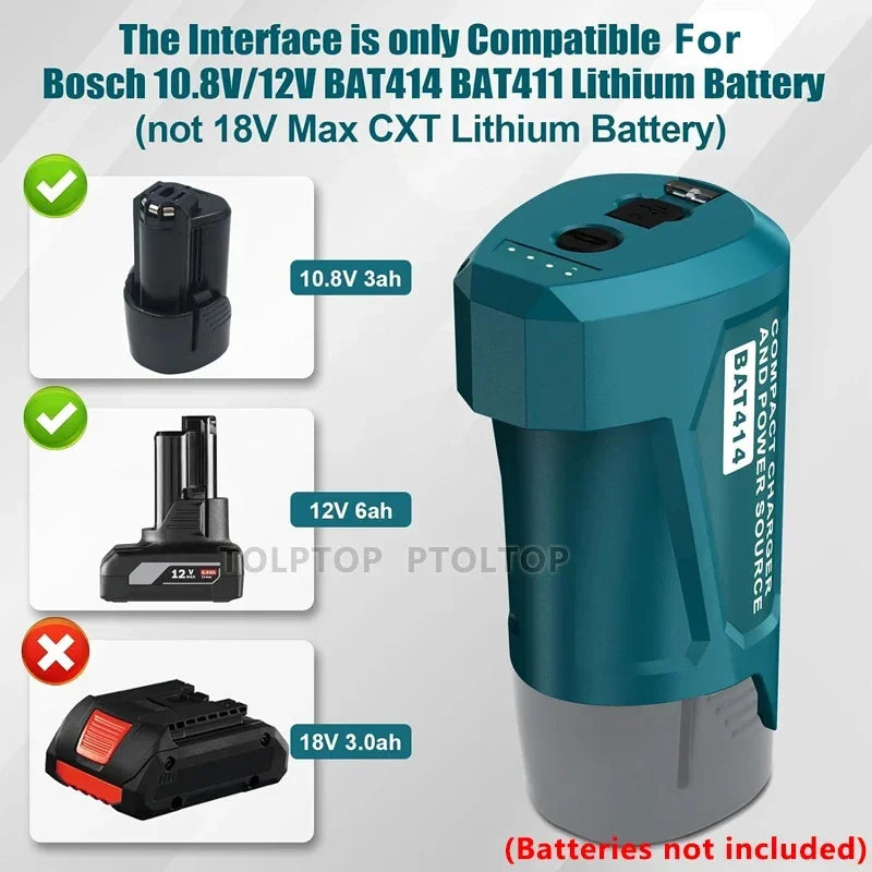 Makita Milwaukee Bosch 12V Charger Converter USB Power Adapter Phone Charger Adapter For Milwaukee For Makita For Bosch 12V Battery 12V DC Output Port