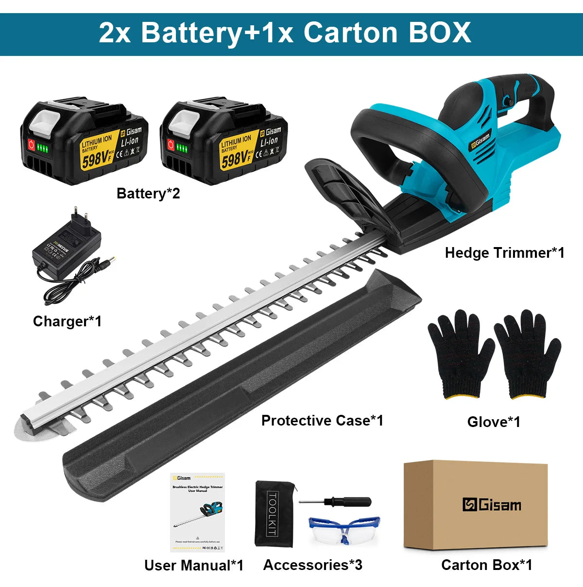 Makita Compatible 18V JV Gisam 20000RPM Brushless Electric Hedge Trimmer Lawn Mower Garden Landscaping Hedge Pruner Trimmer For Makita 18V Battery Pin