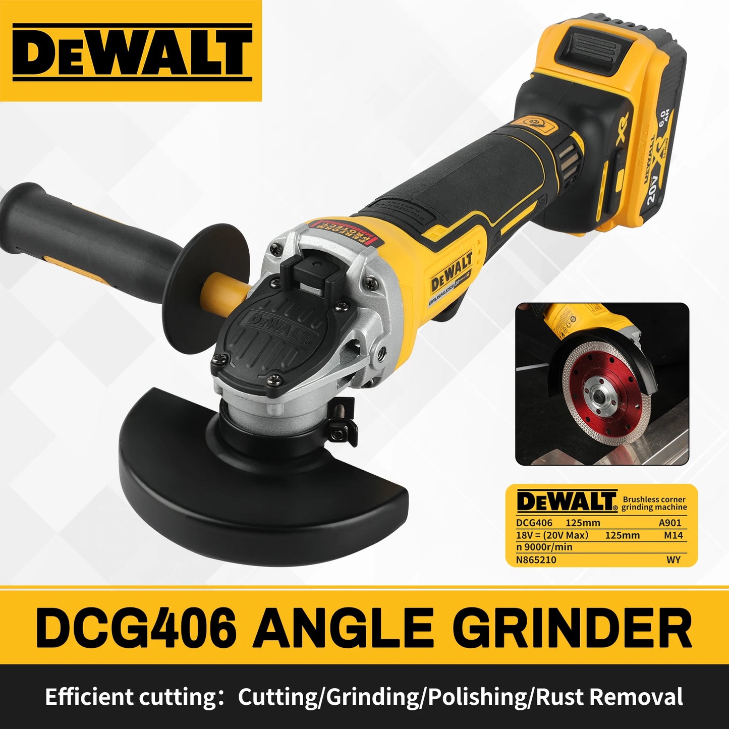 DeWalt DCG406 18V - 20V Brushless 125mm Angle Grinder- FLASH SALE