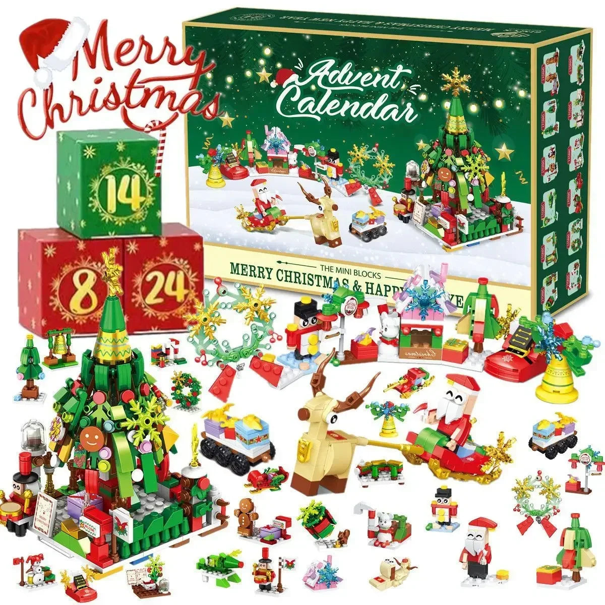 Christmas Advent Calendar JV Box DIY Christmas Tree Train Jesus set Kids 24Days Countdown Calendar New Year Party Christmas Gifts