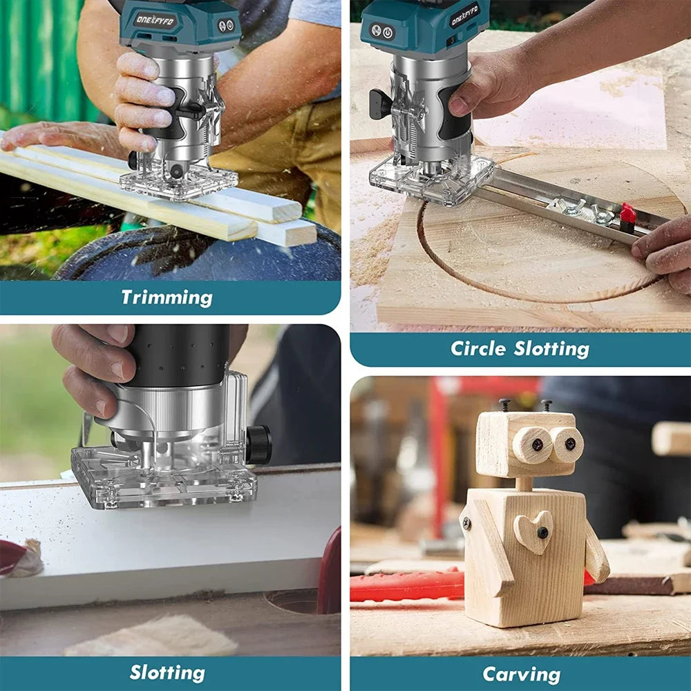 Makita Compatible 18V JV 5 Speeds Brushless Electric Hand Trimmer Cordless Wood Router Woodworking Engraving Slotting for Makita 18V Without Battery