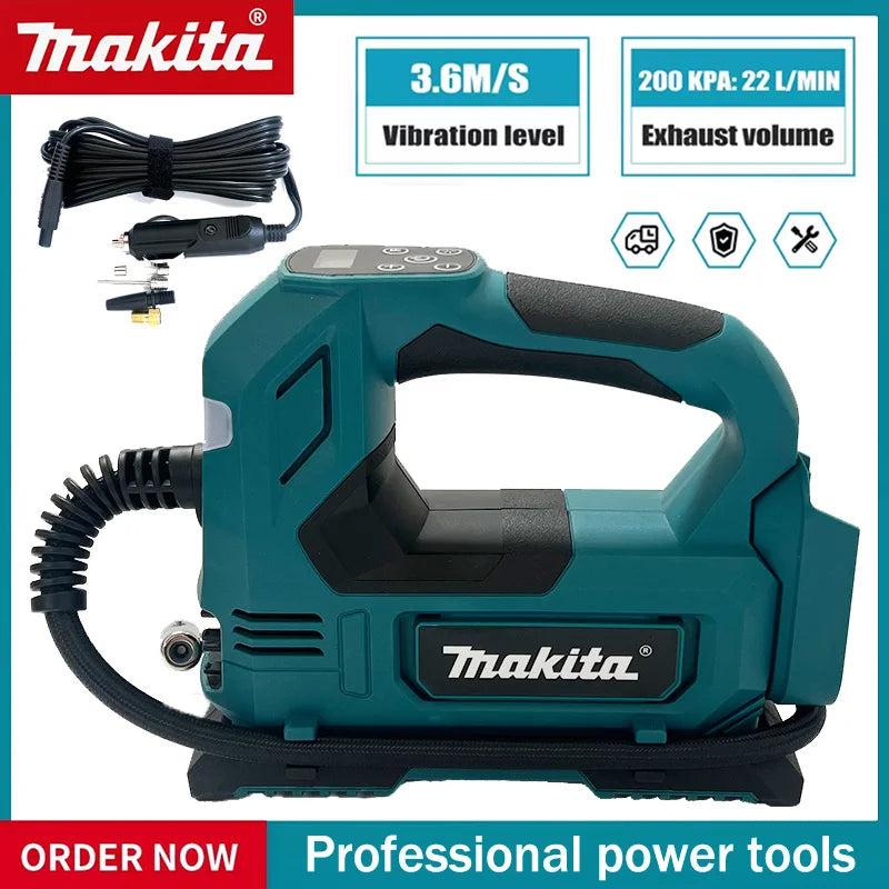 Makita 18V Portable Cordless Tire Inflator 18V Battery Electric Air Pump Handheld Air Compressor For Car Bicycle Tires Ball