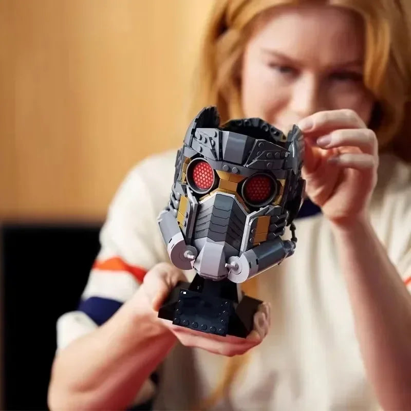 Star Lord JV 602pcs MINISO Hot Toy Star Lord's Helmet 76251 Building Blocks Set Assembly Toy Model For Boy Children's Birthday Christmas Gift