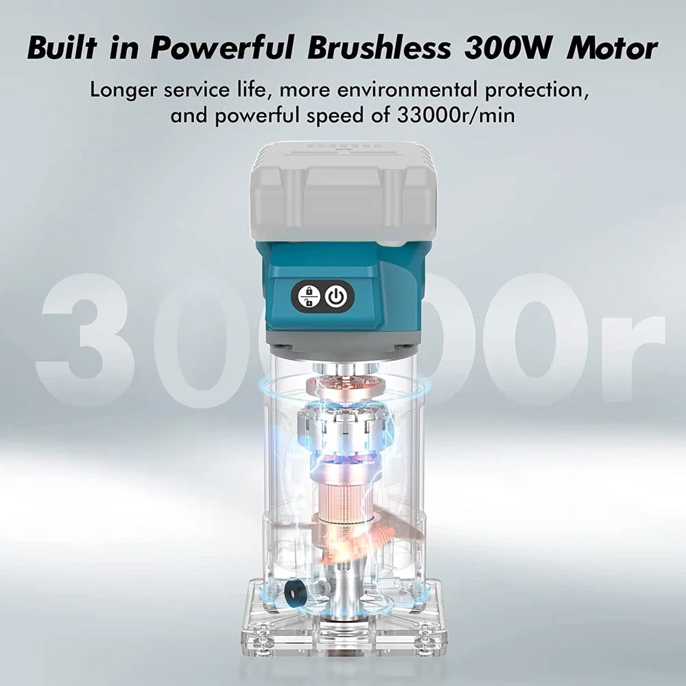 Makita Compatible 18V JV 5 Speeds Brushless Electric Hand Trimmer Cordless Wood Router Woodworking Engraving Slotting for Makita 18V Without Battery
